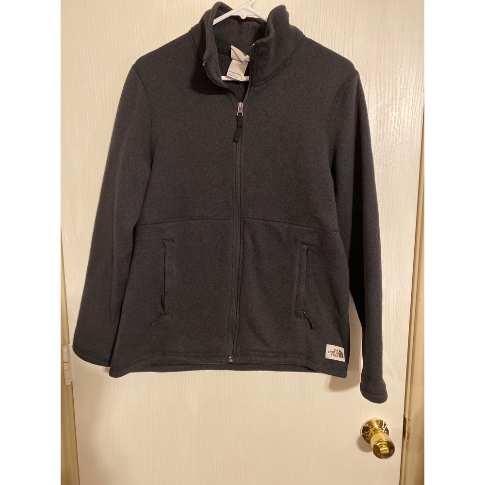 The North Face Womens Full Zip Fleece Jacket Charcoal Gray L Mock Neck 0514